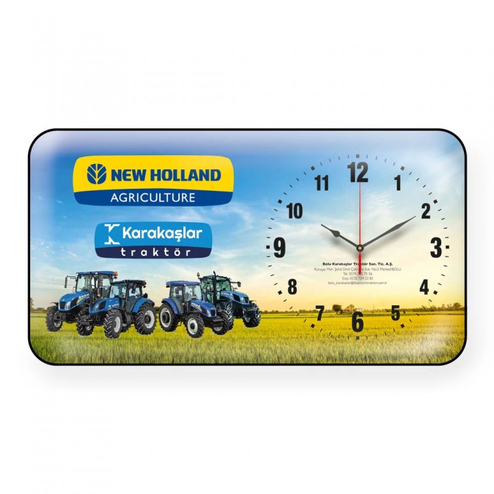 Logo baskılı promosyon bombe duvar saati 25.3 x 47 cm plastik çerçeveli